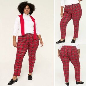 LANE BRYANT 4-Season Slim Ankle Plaid Pants Elastic Waist Band Stretch Pockets